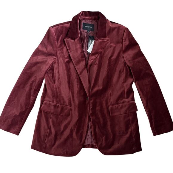 Banana Republic Plus Alyse Velvet Blazer Red Madder Size 16 - Picture 8 of 13